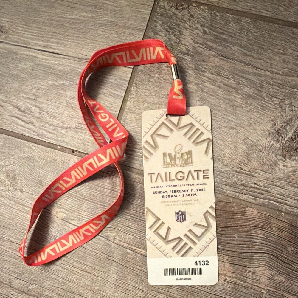Super Bowl LVIII 58 Tailgate Party Pass Lanyard 2024 Las Vegas Chiefs 49ers